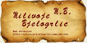 Milivoje Bjelogrlić vizit kartica